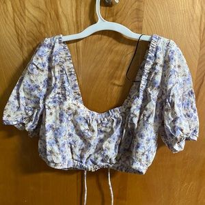 H&M Floral Puff-Sleeved Crop
